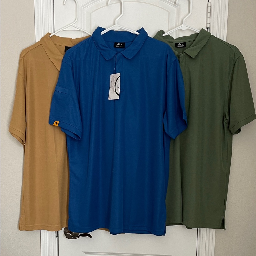 Men's Polo Shirt Set - Blue, Green, and Tan